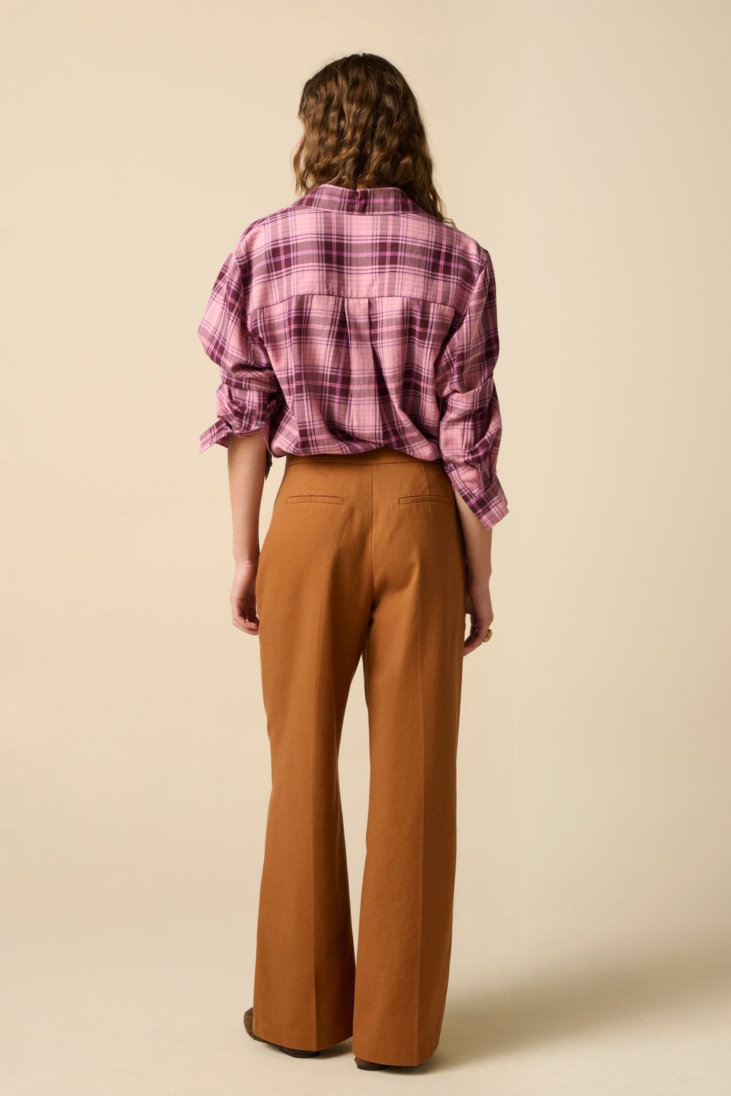 Weite High Waist Hose - braun