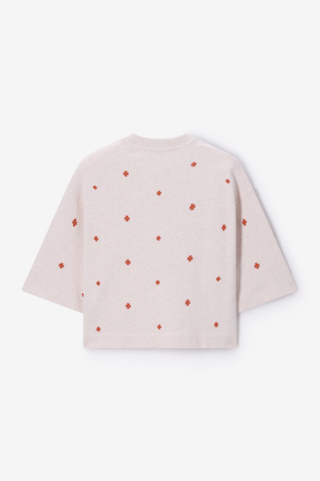 Sweat avec fleurs brodées - beige