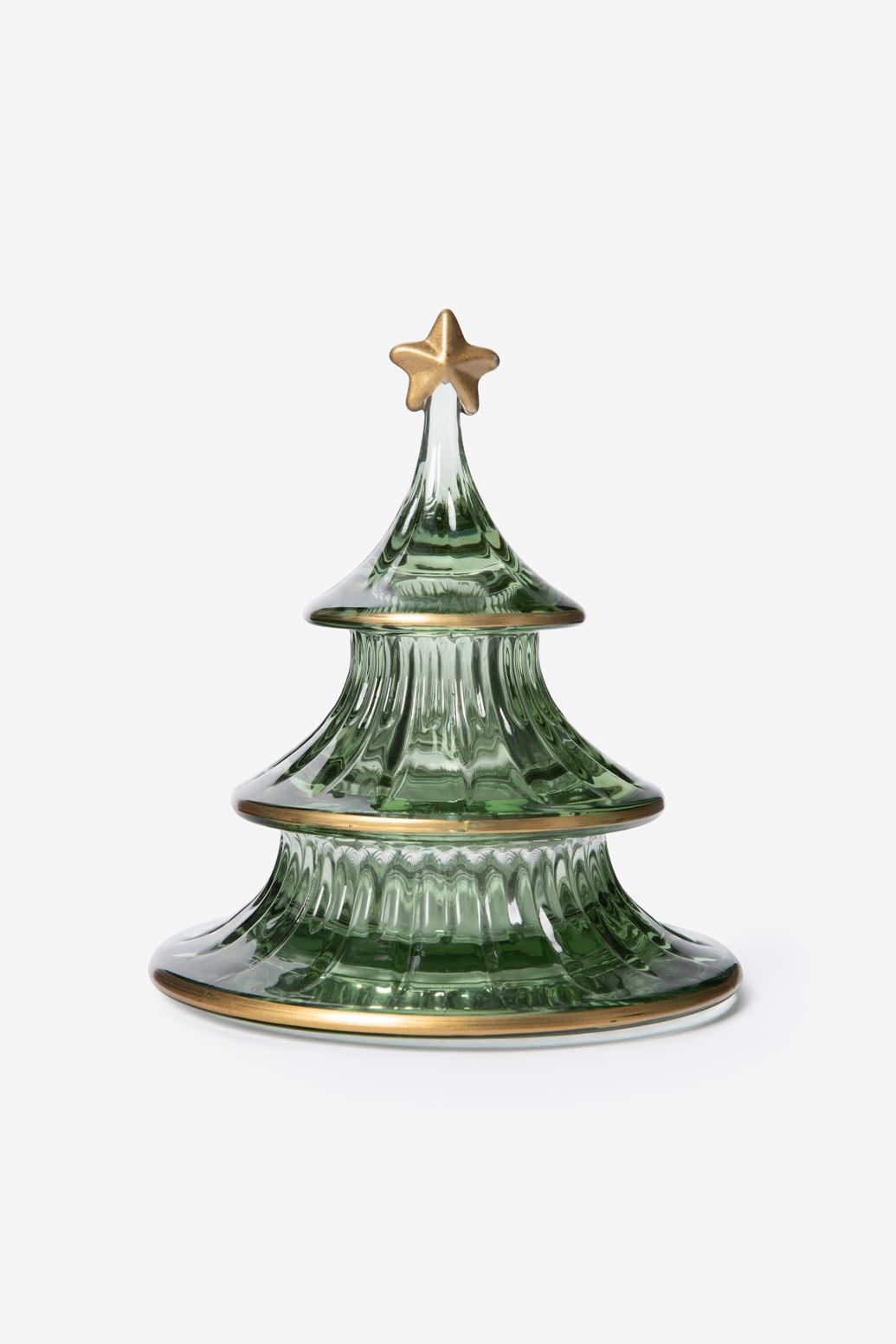 Photophore sapin avec étoile - vert foncé