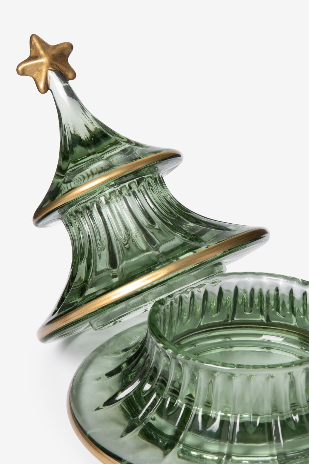 Photophore sapin avec étoile - vert foncé