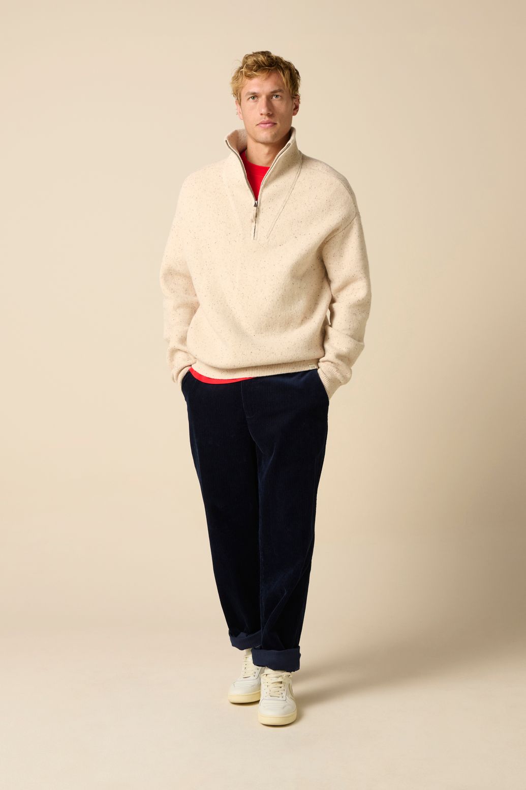 Pull en laine avec fermeture éclair - blanc
