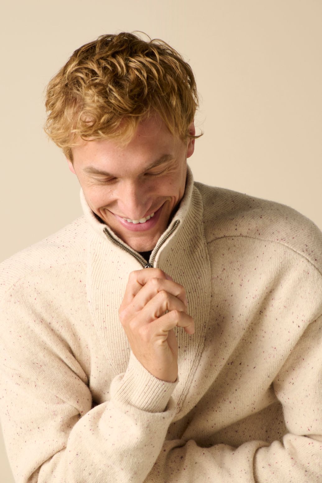 Pull en laine avec fermeture éclair - blanc