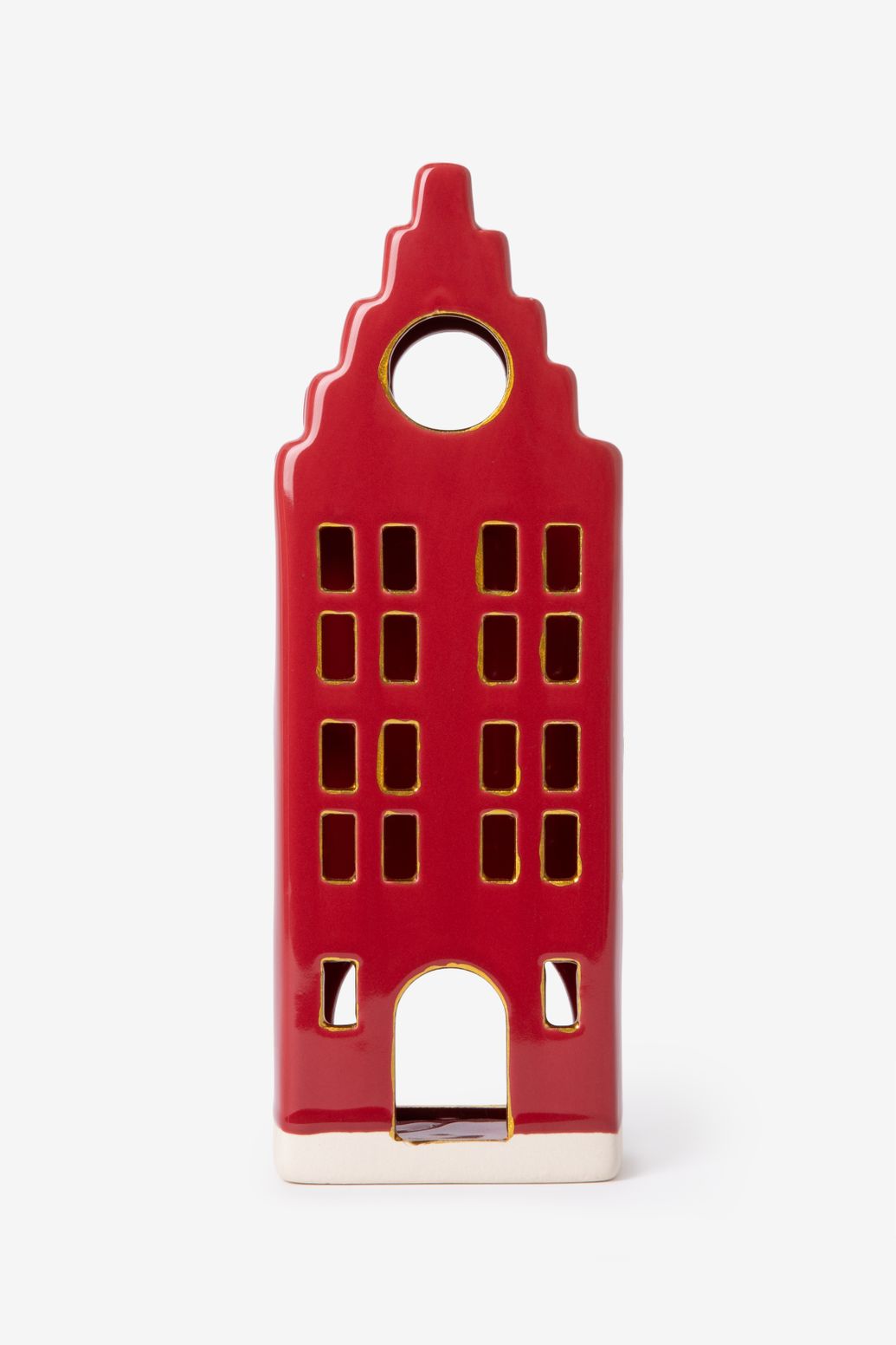 Rood waxinelichthouder huisje met trapgevel