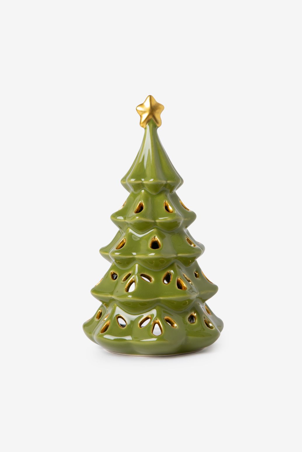 Photophore sapin avec étoile - vert