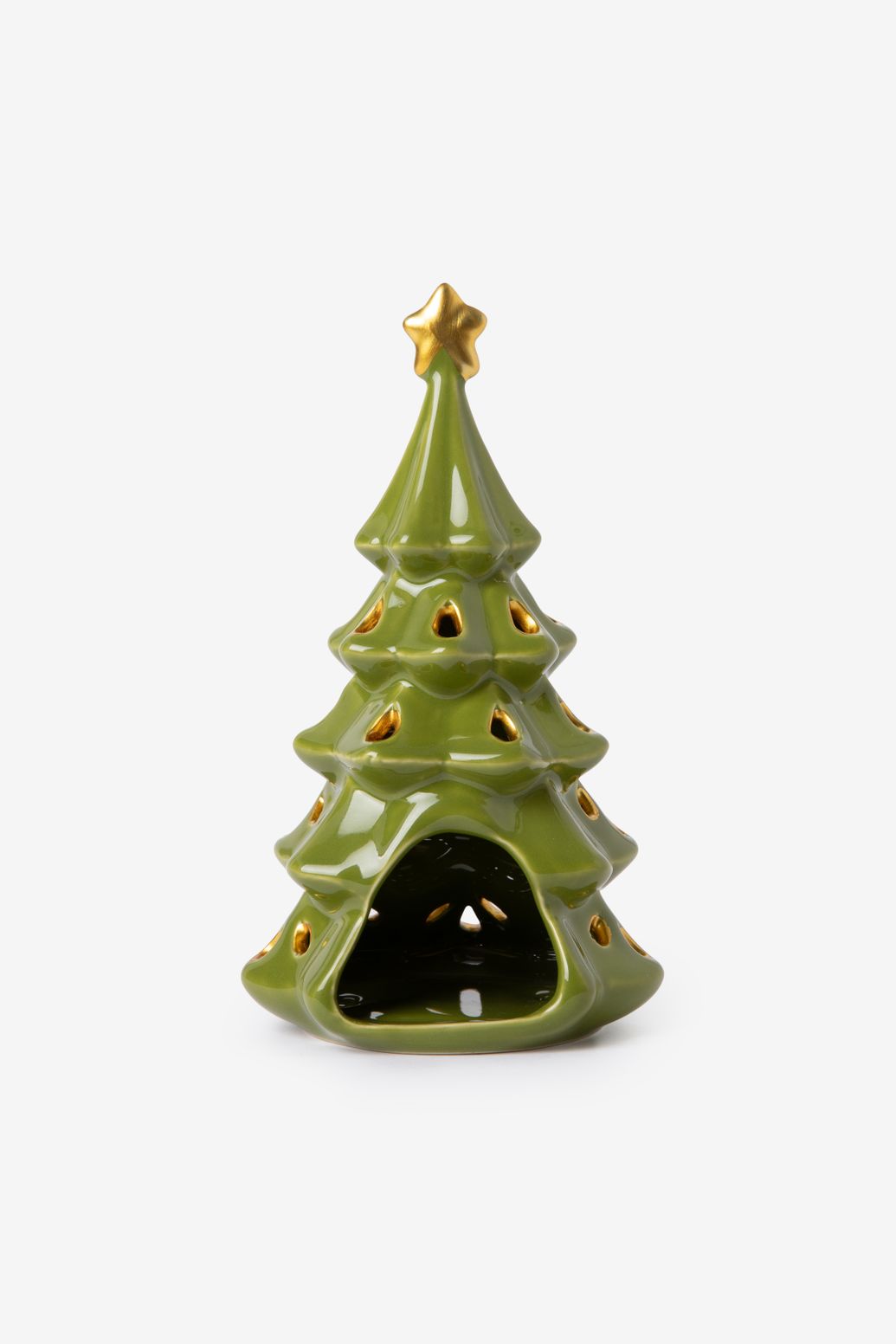 Photophore sapin avec étoile - vert