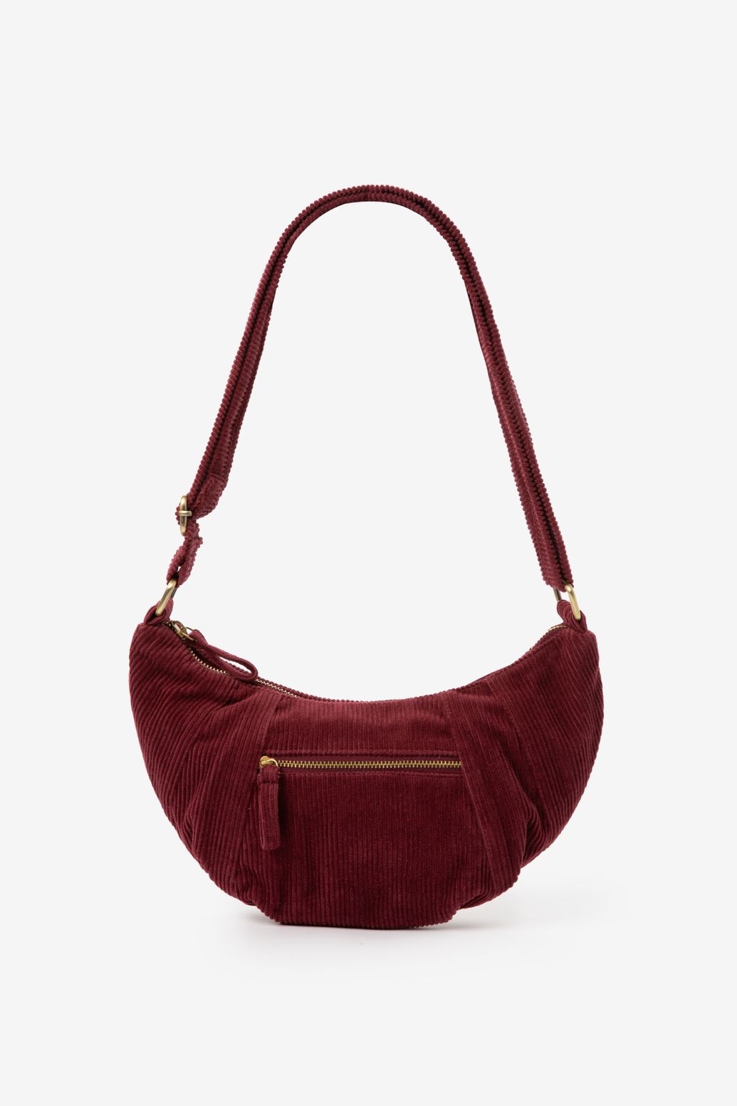 Donkerrode corduroy crossbody tas