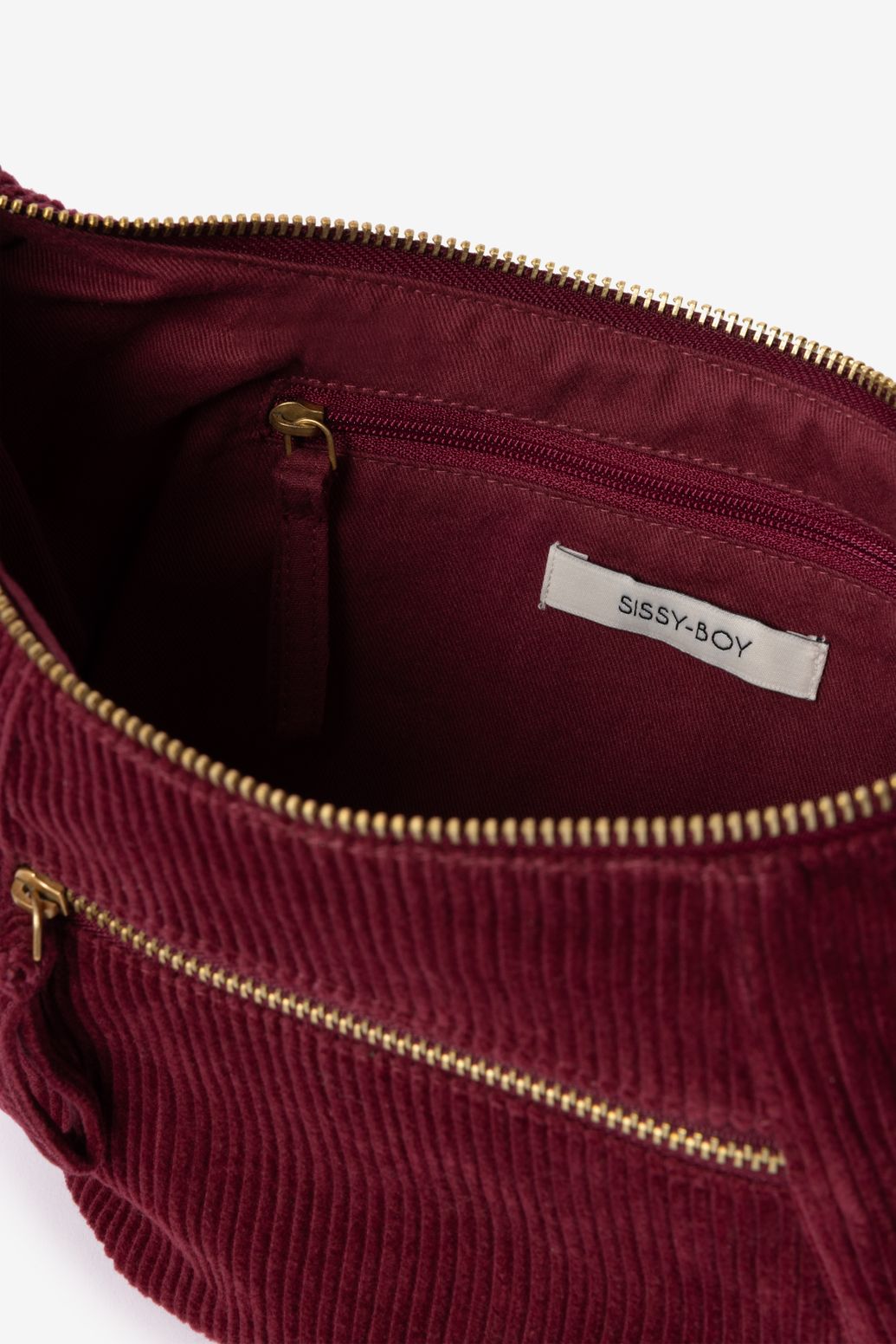 Donkerrode corduroy crossbody tas