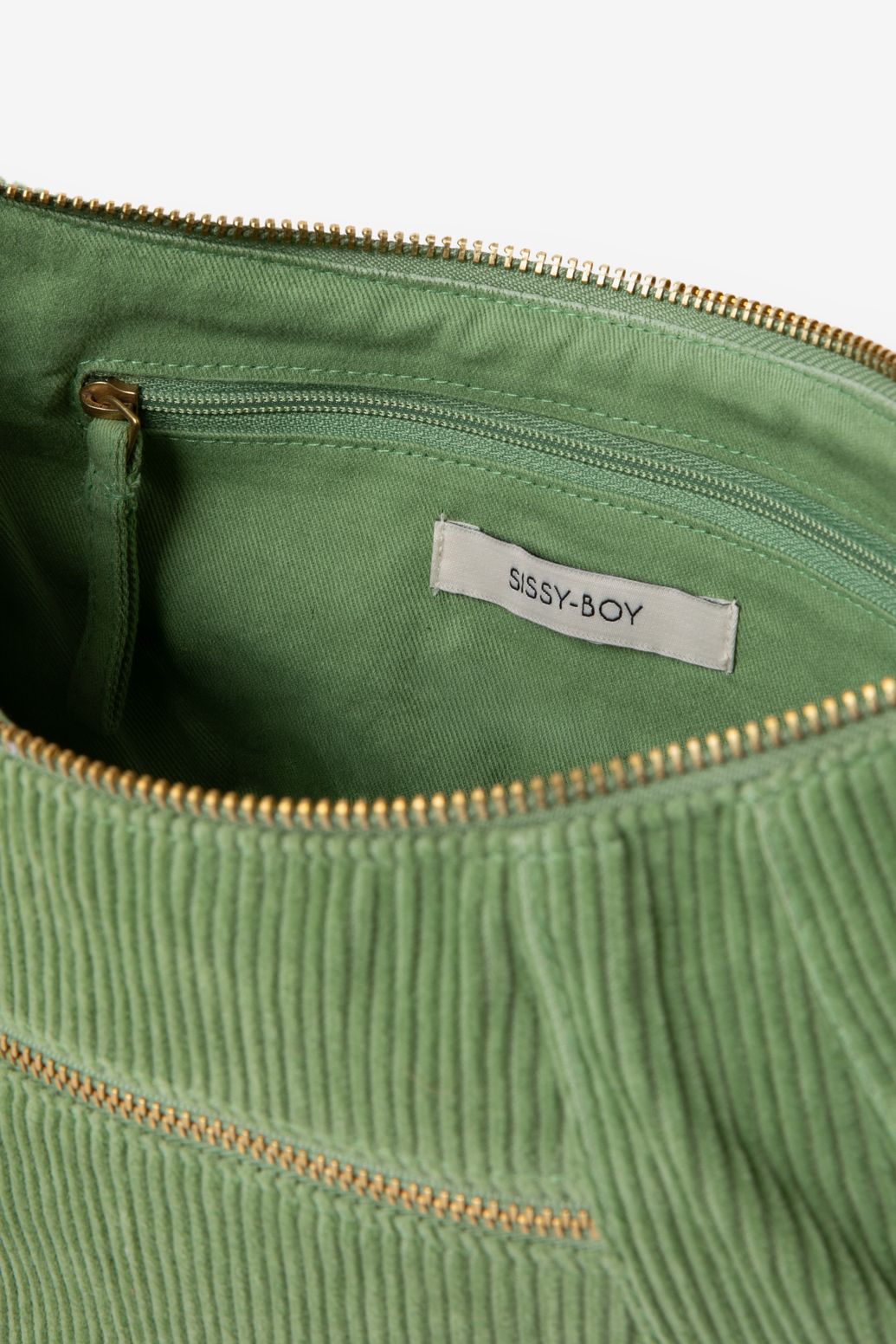 Groene corduroy crossbody tas