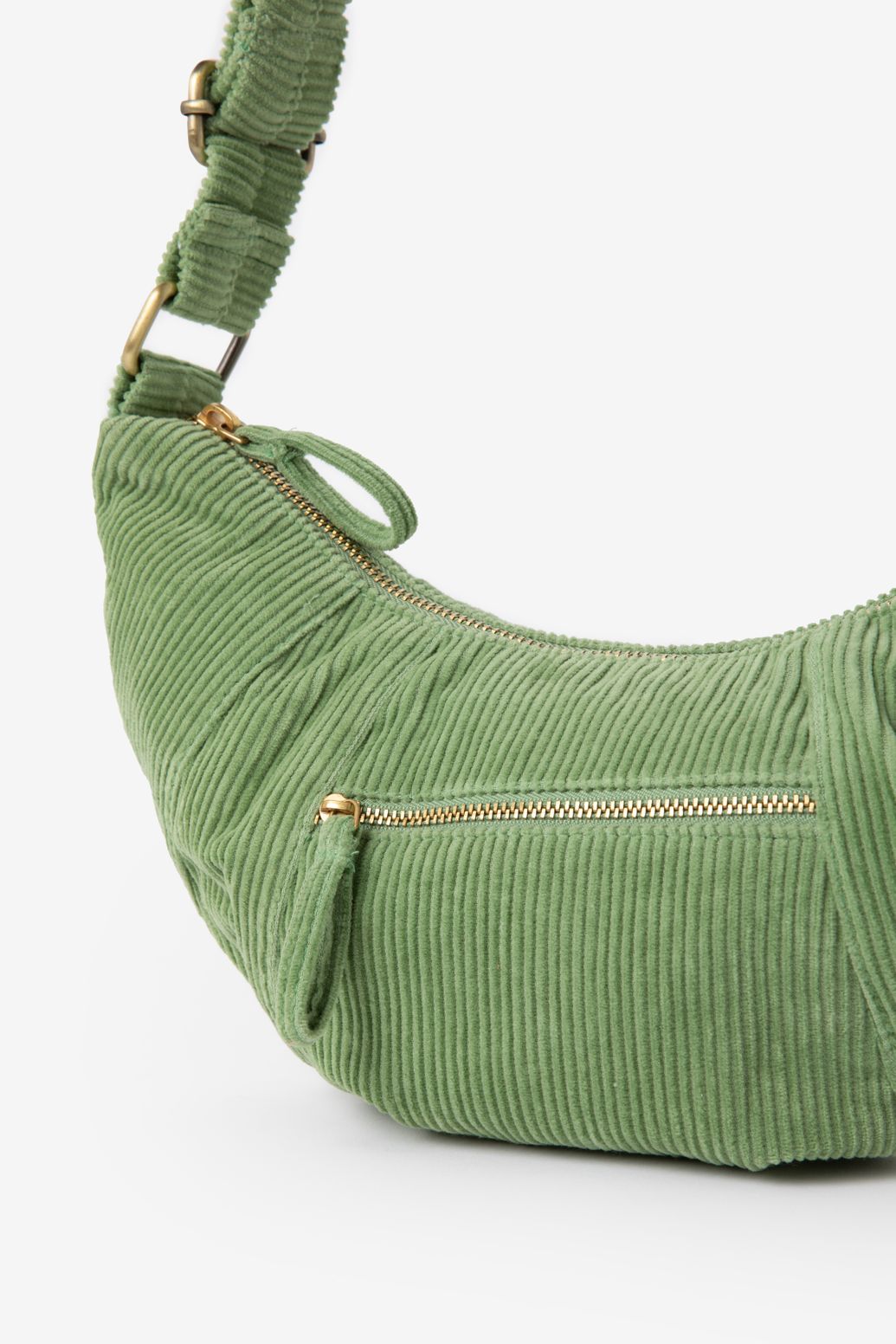 Groene corduroy crossbody tas