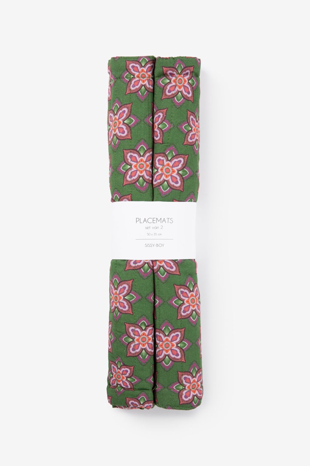 Groene placemat set met mozaïek print