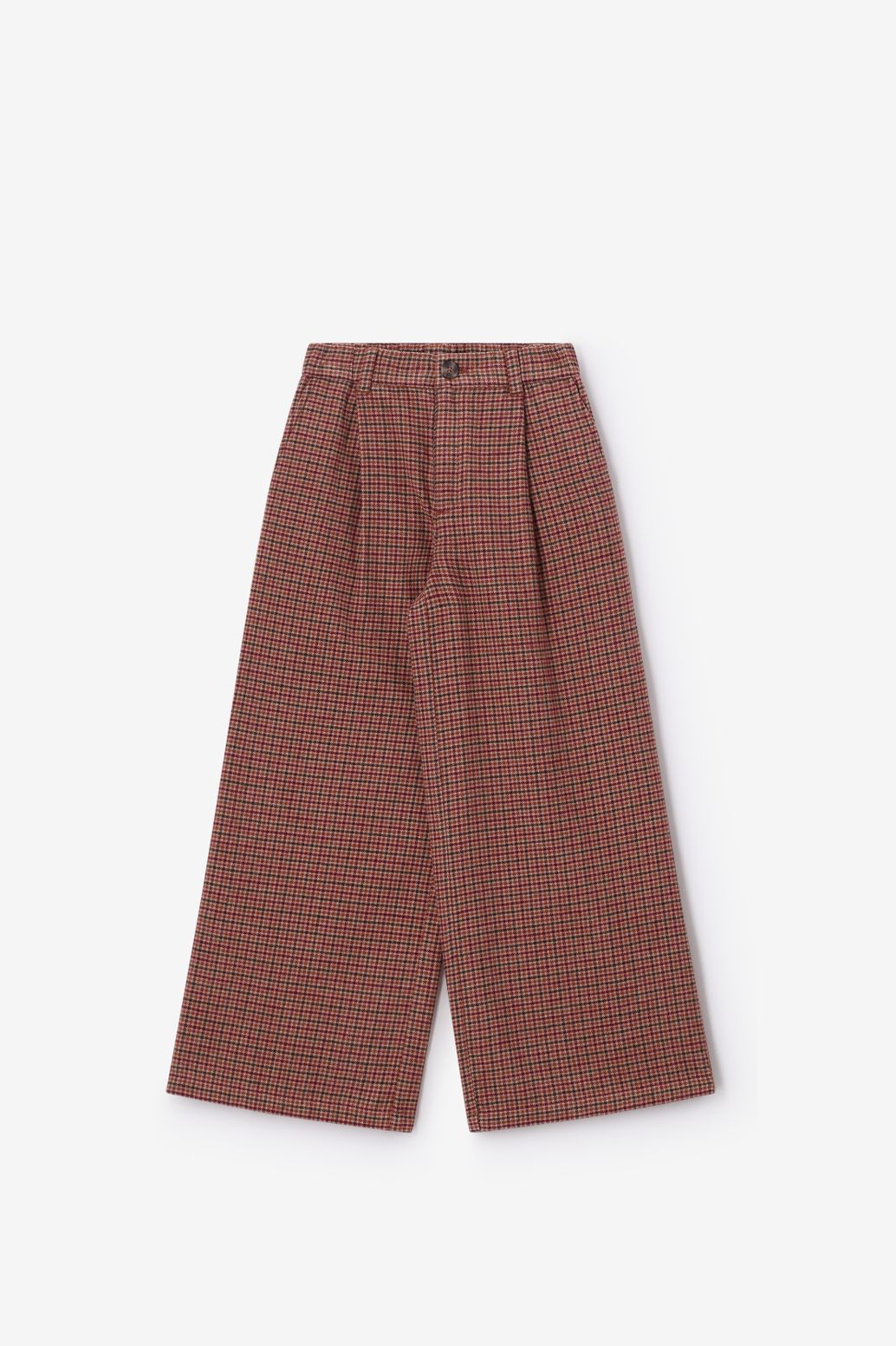 Bruine wide leg broek met ruitjes