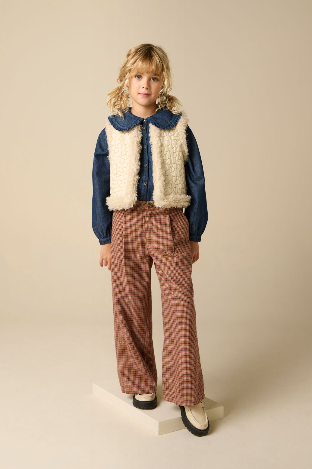 Karierte weite Hose - braun