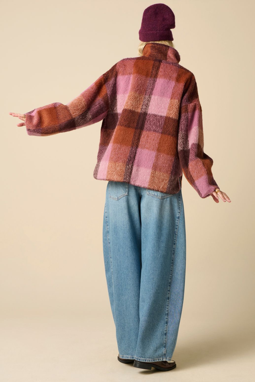 Manteau à carreaux en laine - marron foncé