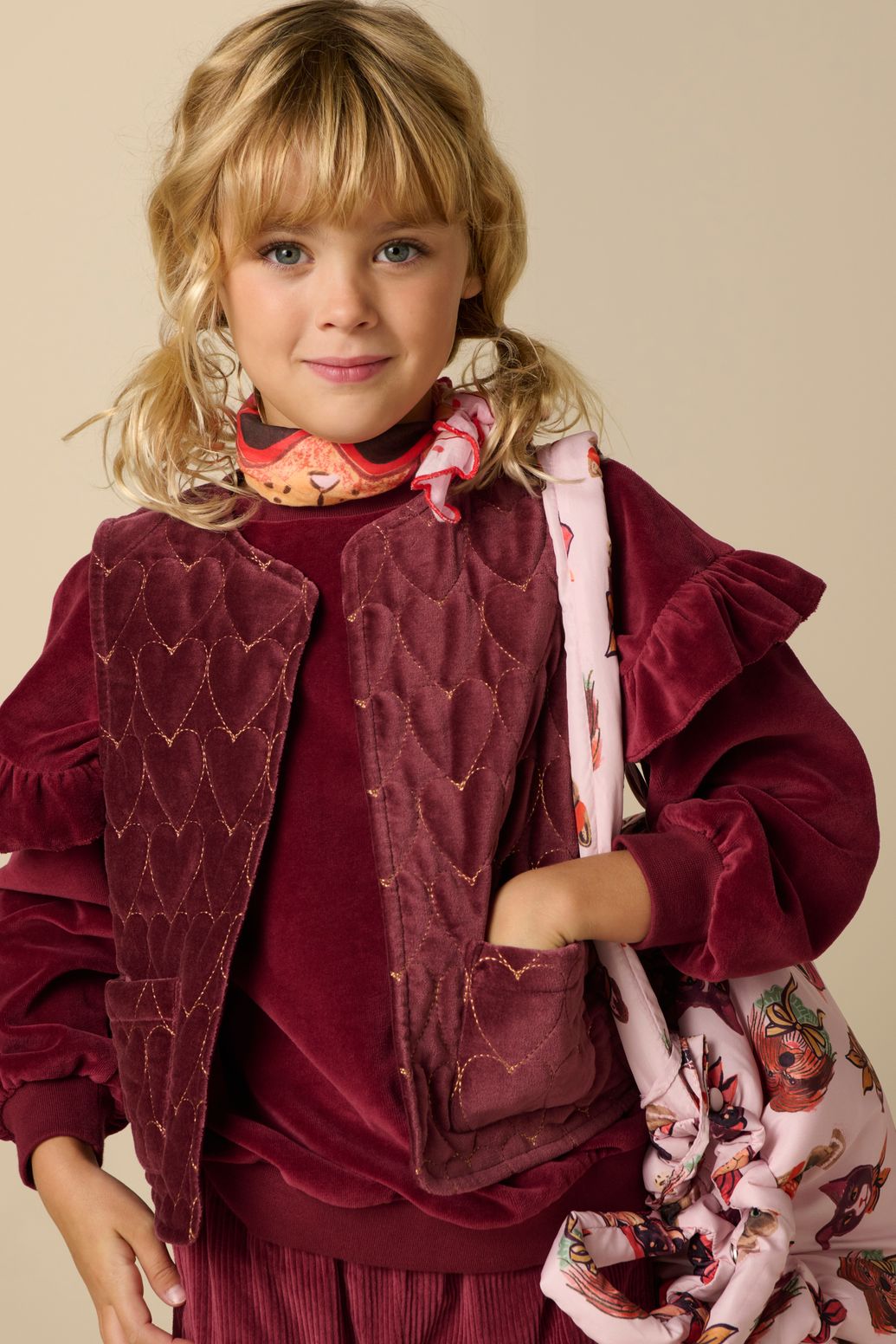 Gilet sans manches en velours - rouge foncé
