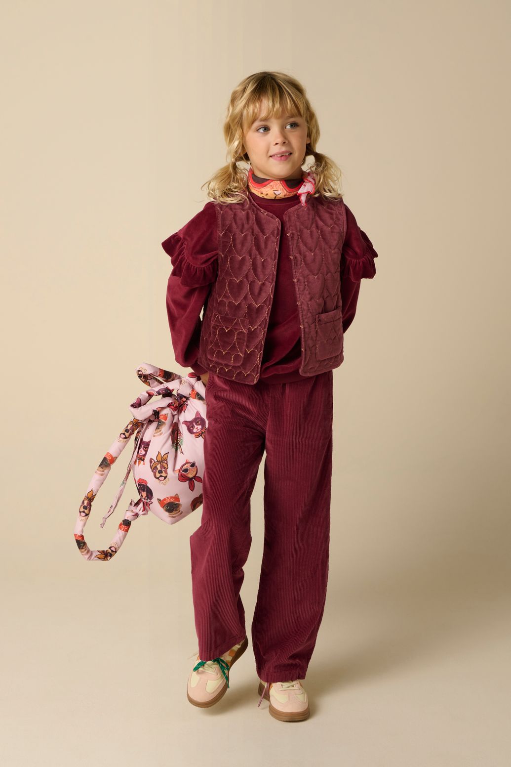 Gilet sans manches en velours - rouge foncé