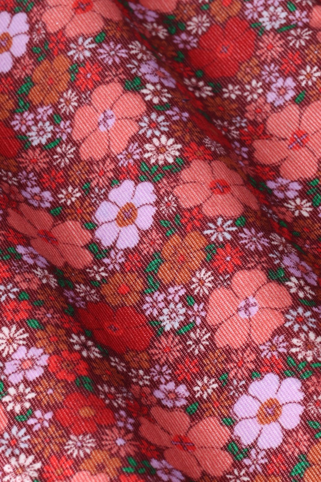 Donkerrode corduroy jurk met bloemenprint