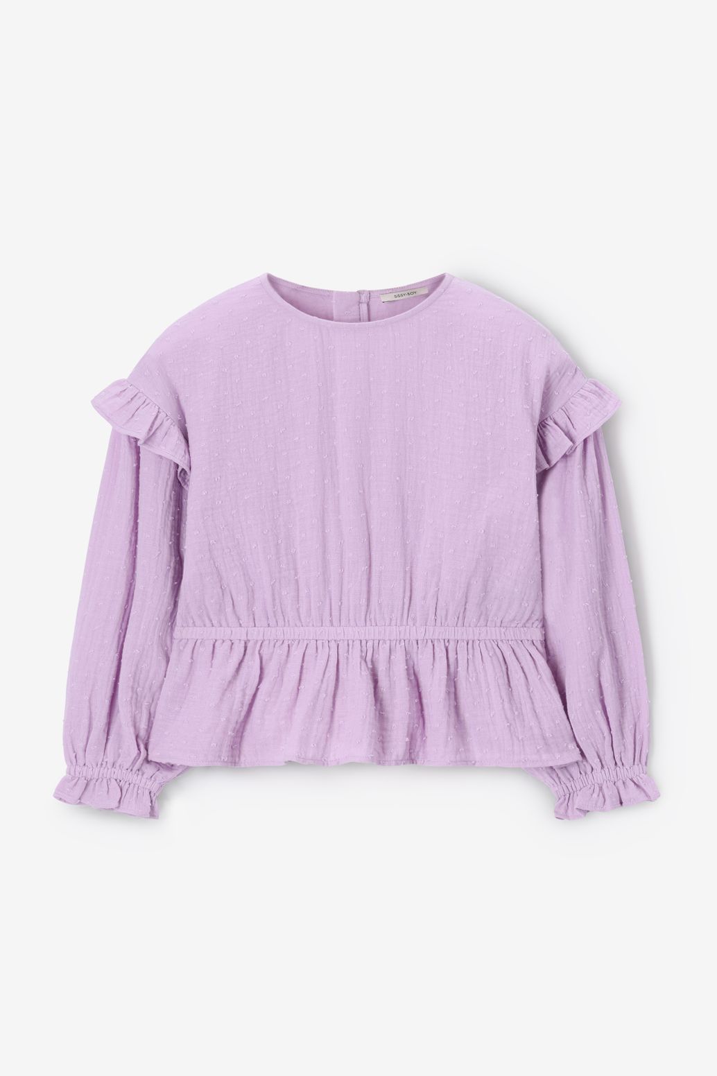 Lichtpaarse blouse met ruffles