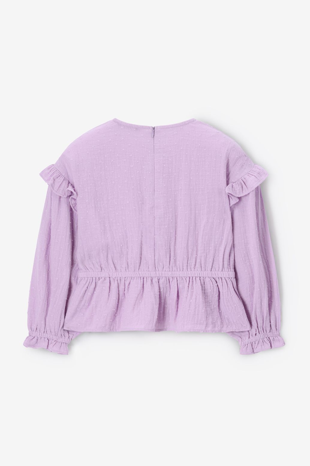 Lichtpaarse blouse met ruffles
