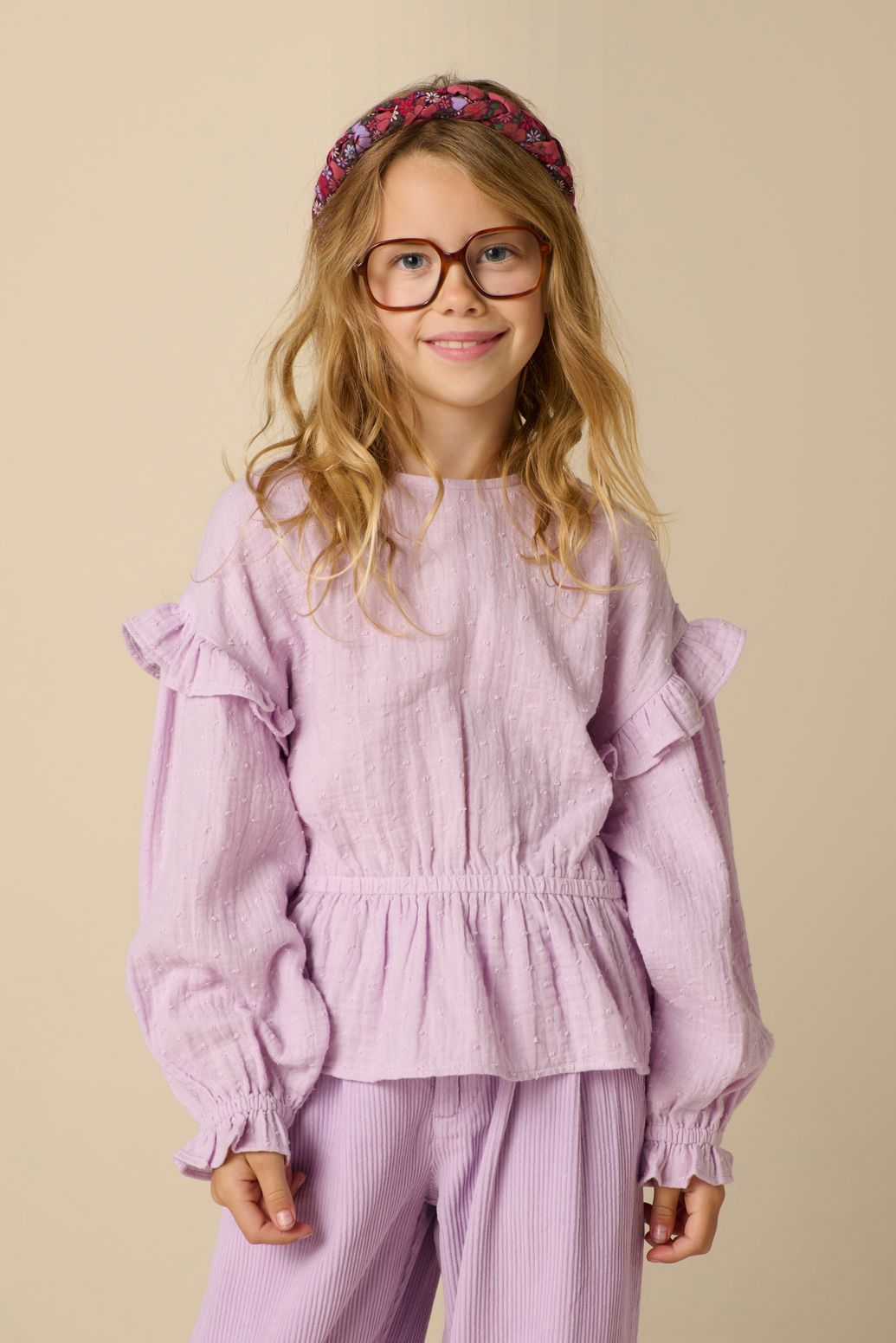 Blouse avec volants - violet clair