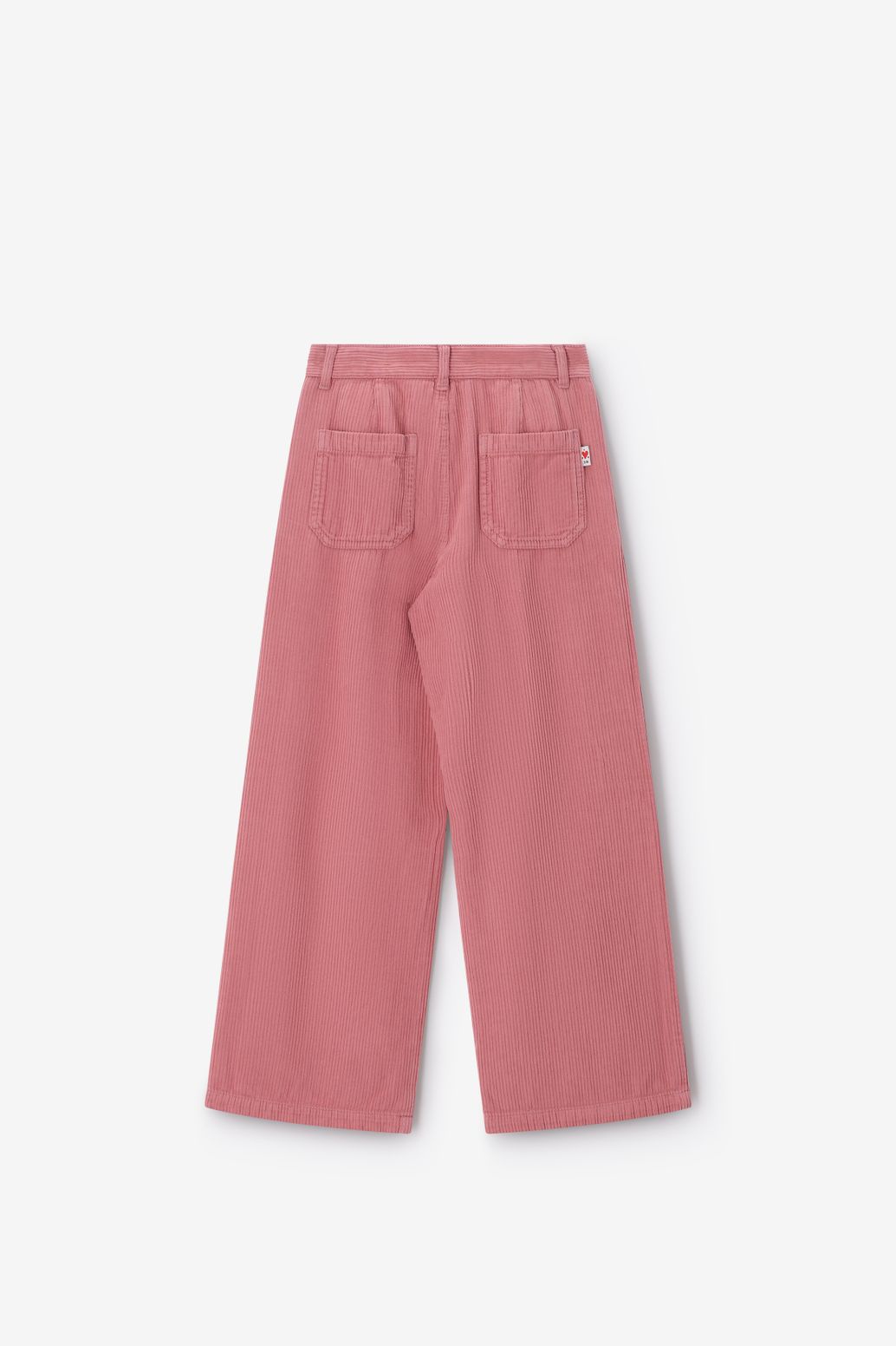 Pantalon en velours côtelé avec taille haute et jambes larges - rose foncé