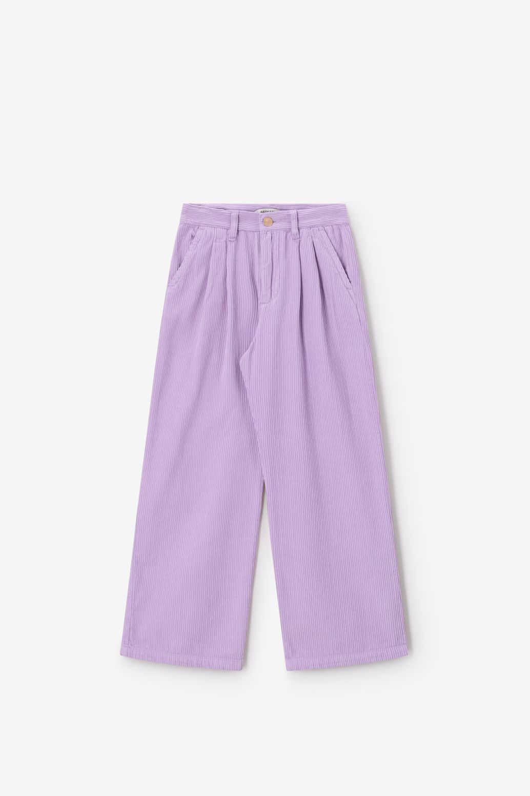 Pantalon en velours côtelé avec taille haute et jambes larges - violet clair