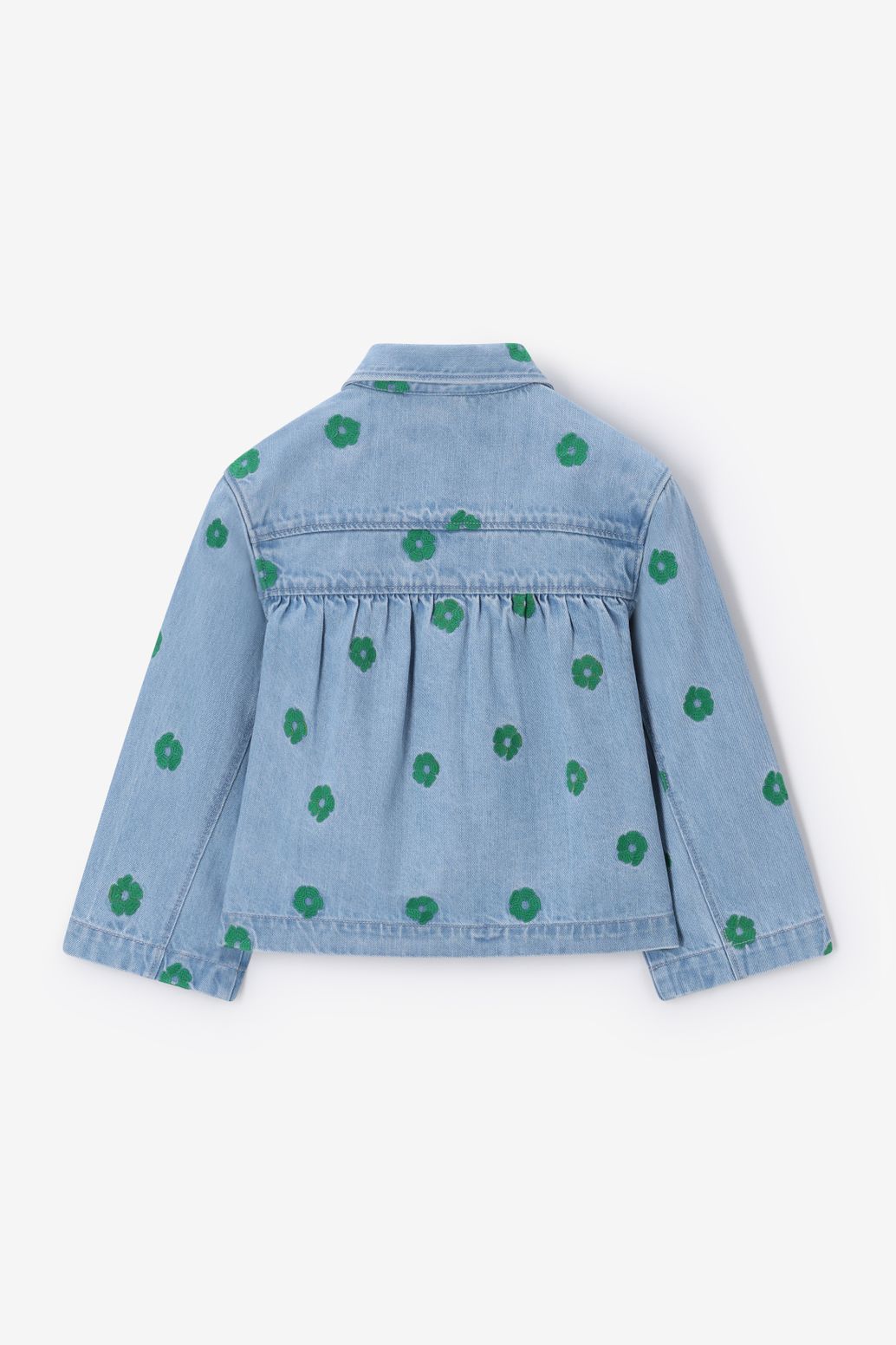 Jeansjacke mit Blumenstickerei - blau