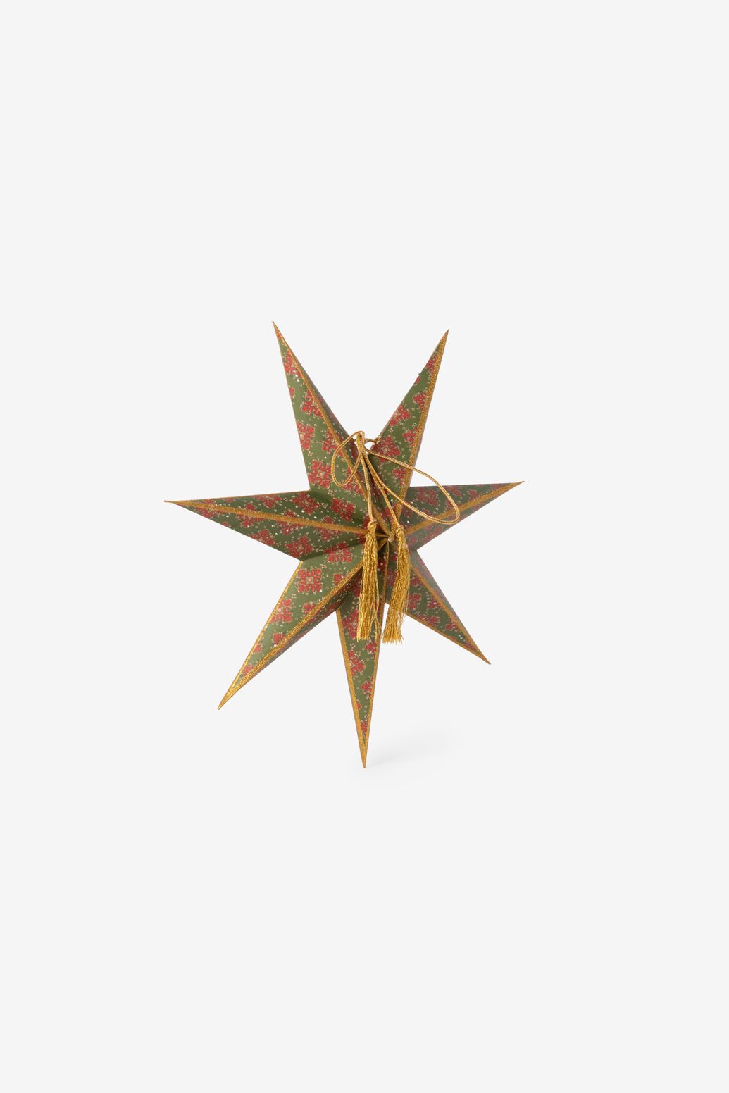 Groene kerstster met mozaïek print en LED-licht small