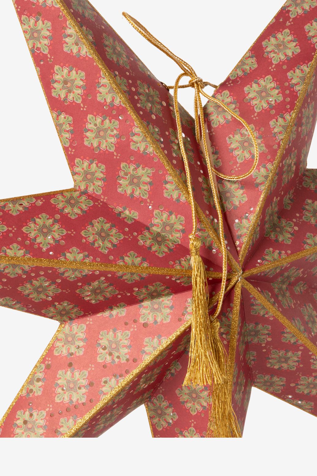 Donkerroze kerstster met mozaïek print en LED-licht medium