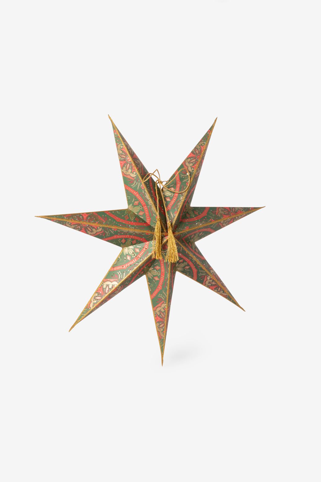 Donkergroene kerstster met LED-licht medium