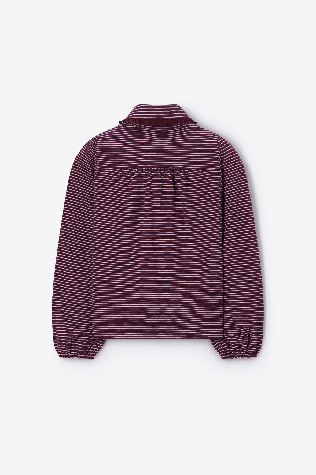 T-shirt rayé avec col - rouge foncé