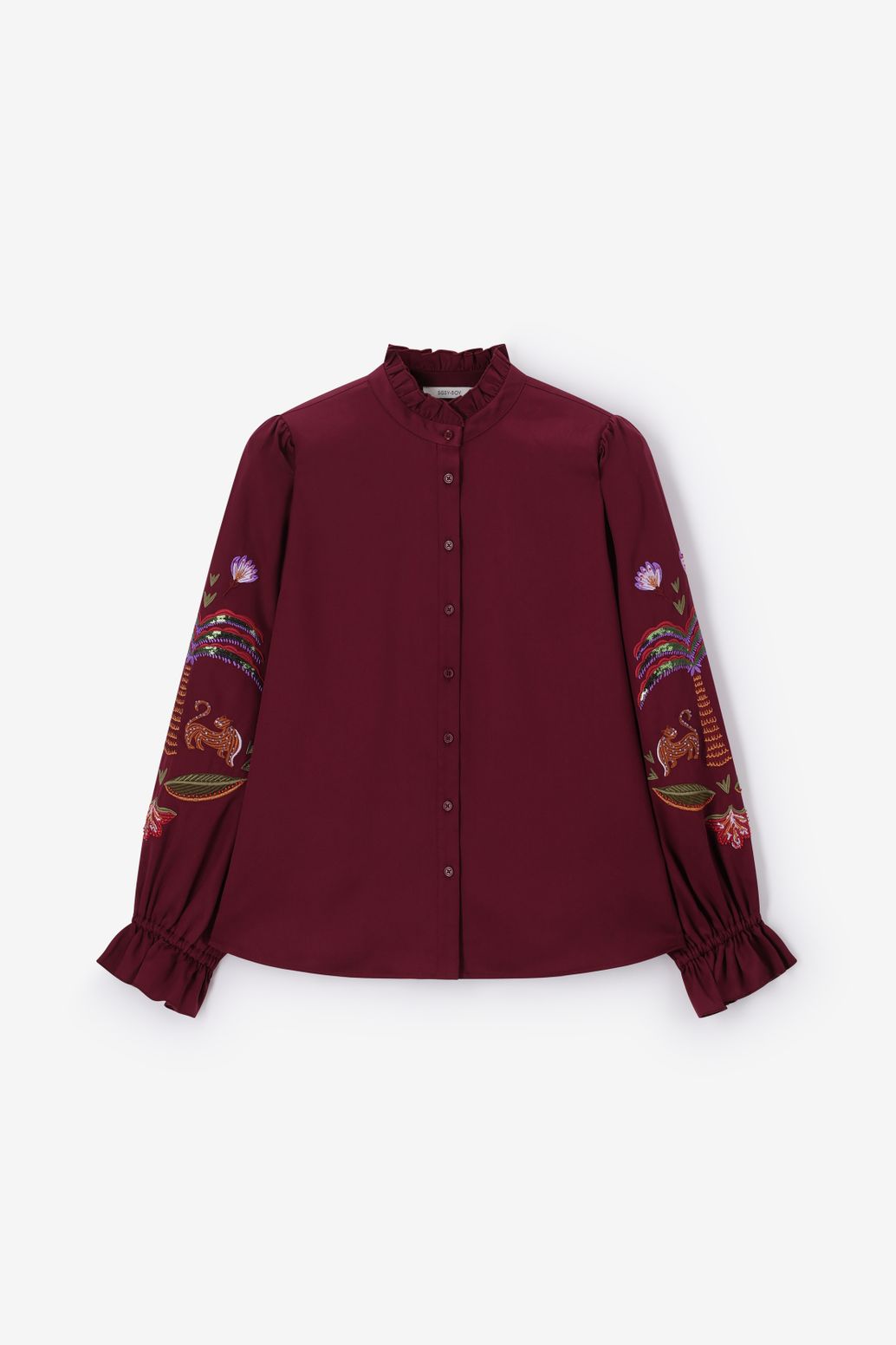 Donkerrode blouse met embroidery