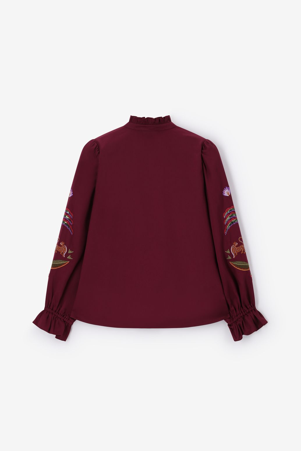 Donkerrode blouse met embroidery
