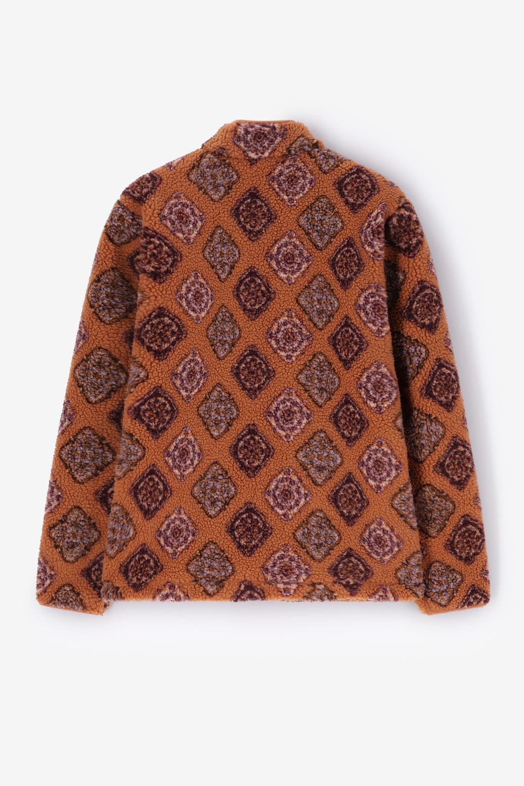 Teddy-Jacke mit Jacquard-Print - braun