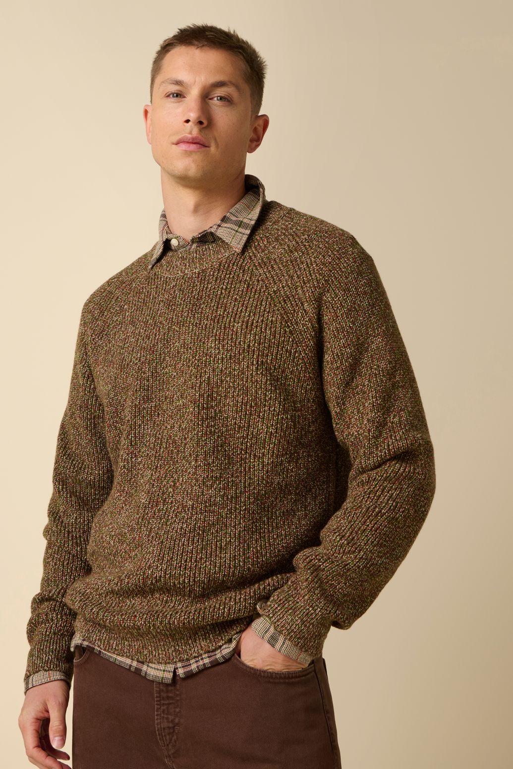Pull chiné - marron foncé