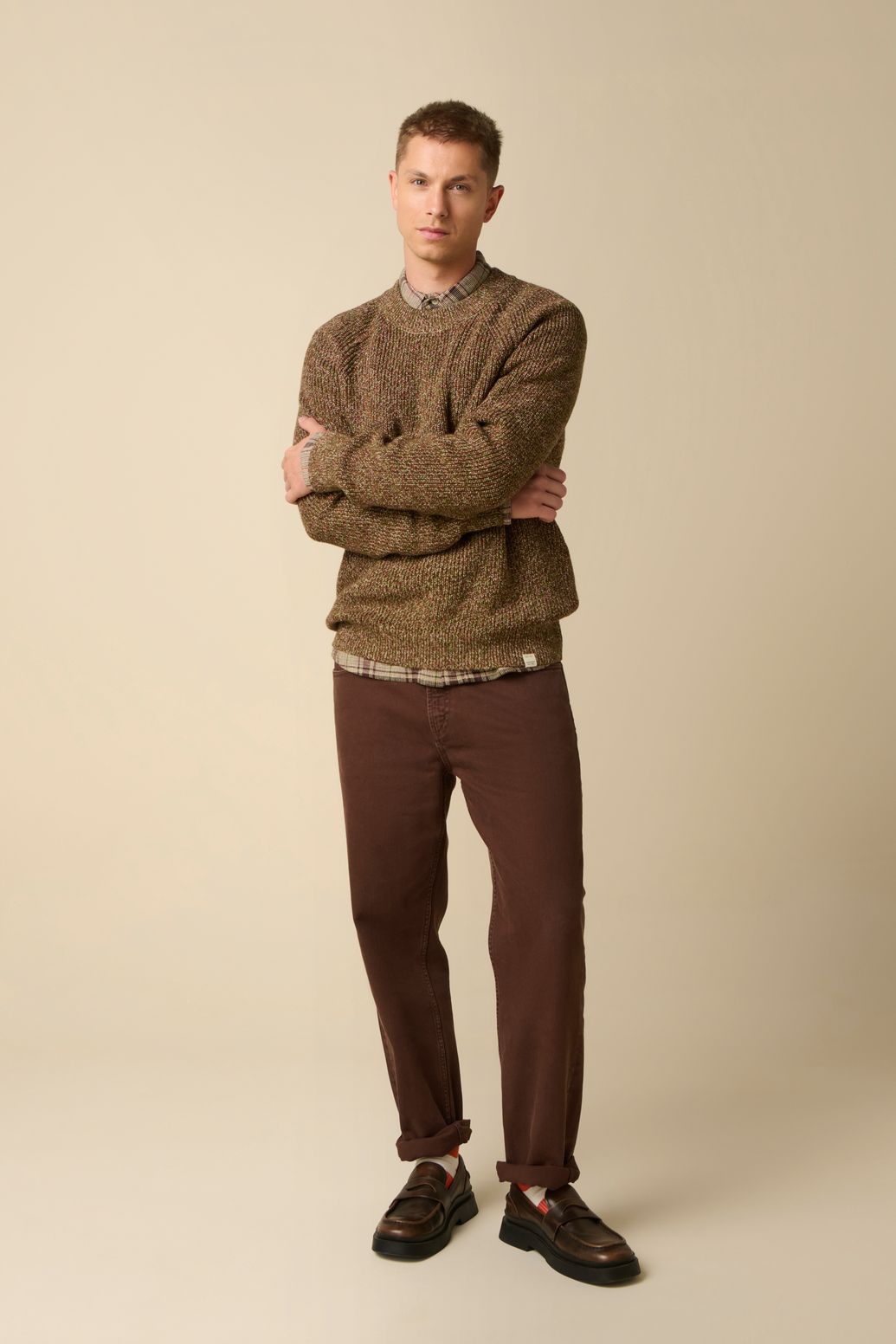 Pull chiné - marron foncé