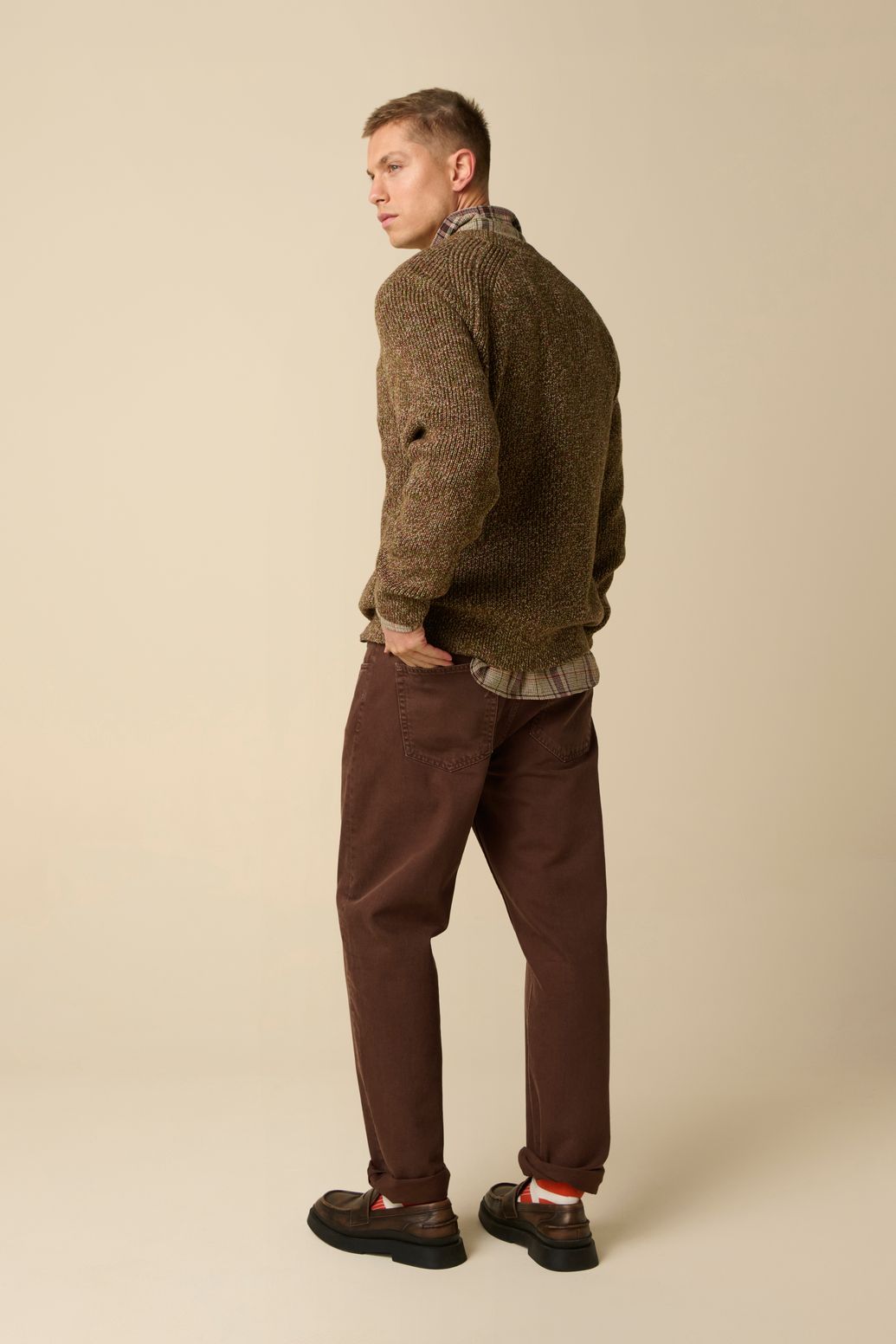 Pull chiné - marron foncé