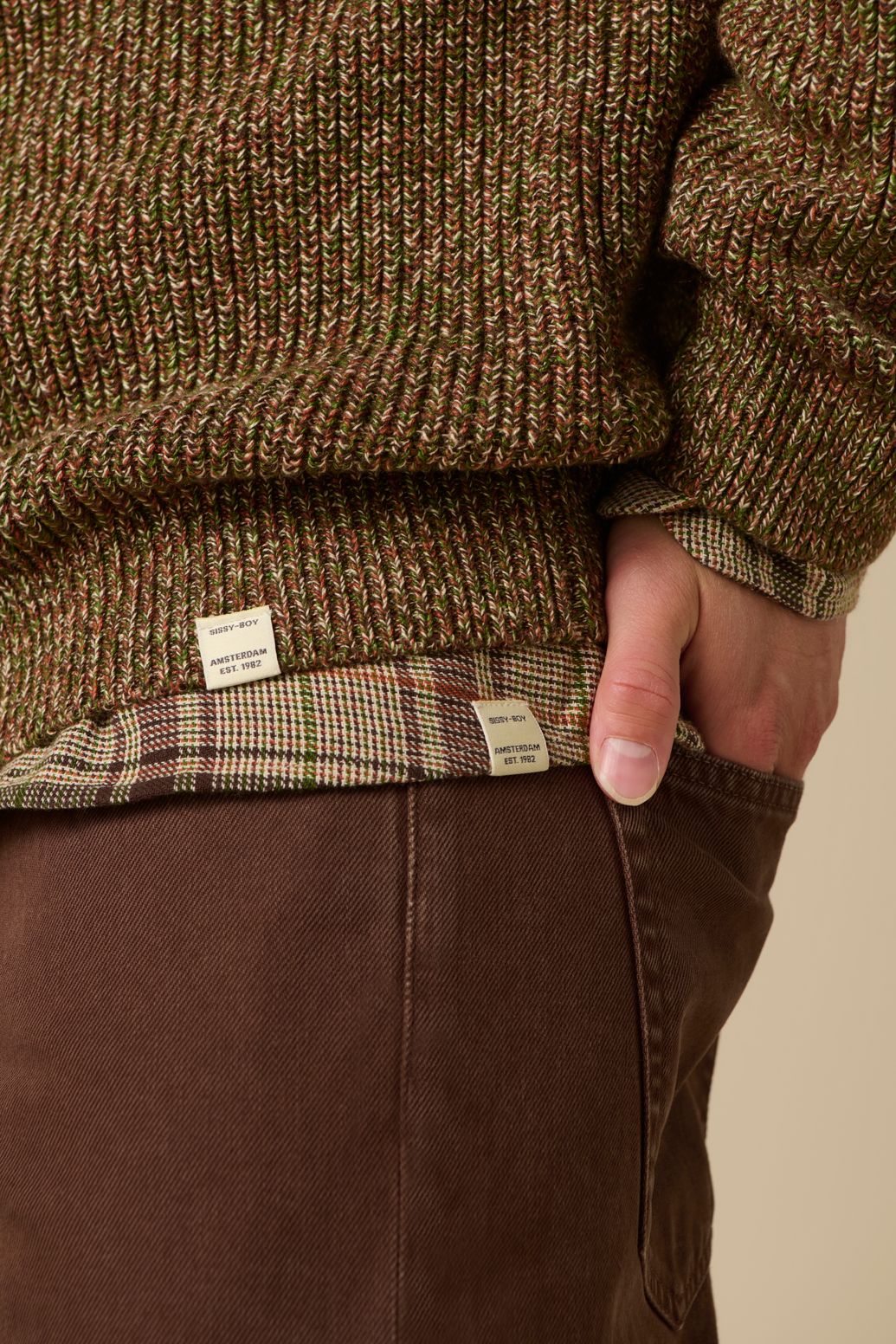 Pull chiné - marron foncé