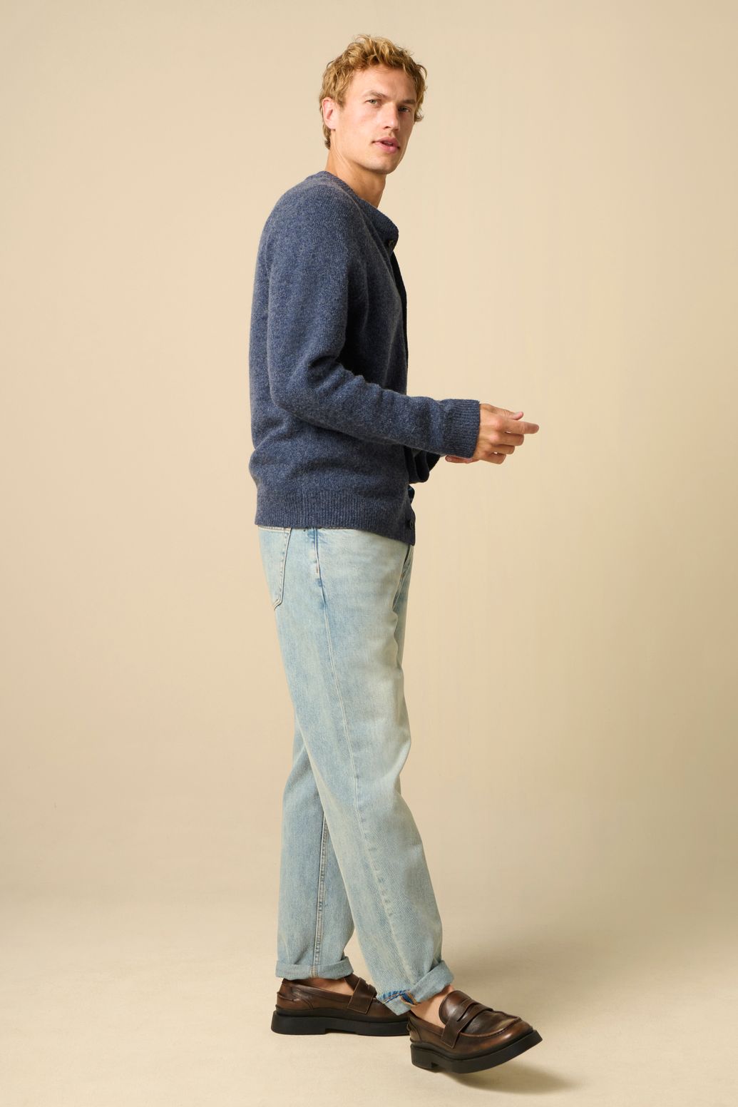 Donkerblauw wol vest