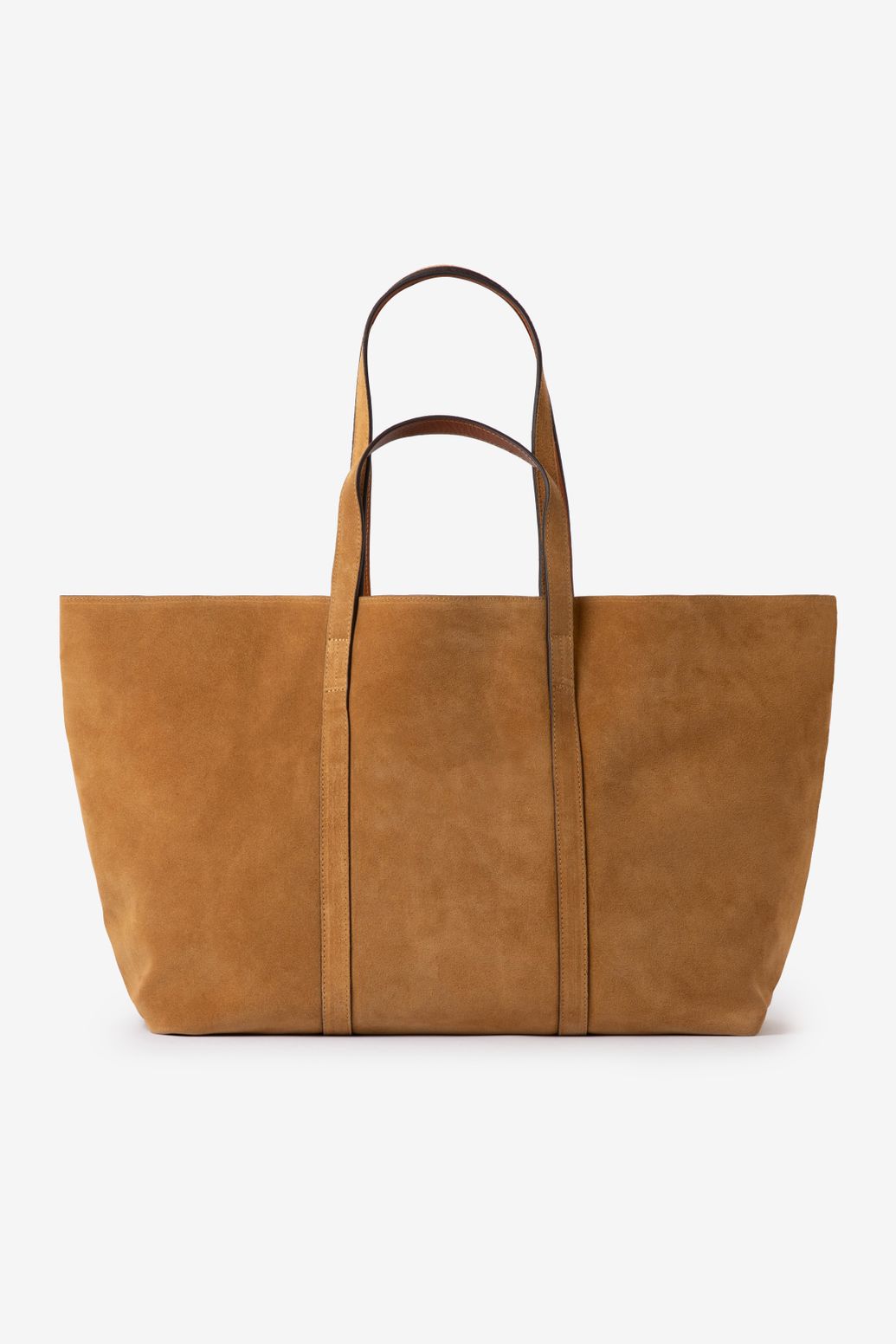 Donkergele suède leren shopper
