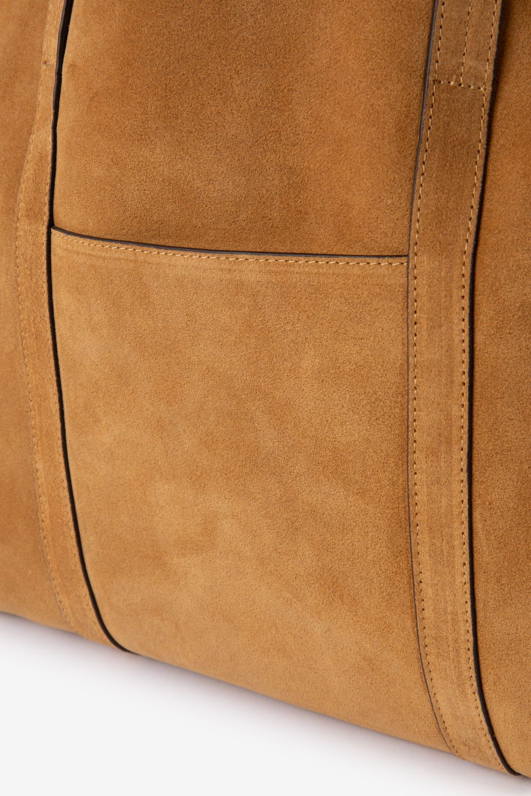 Donkergele suède leren shopper