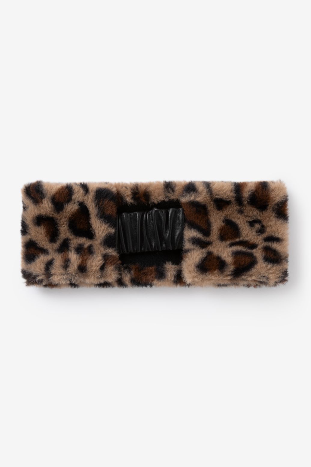 Bandeau en fausse fourrure avec imprimé léopard - marron