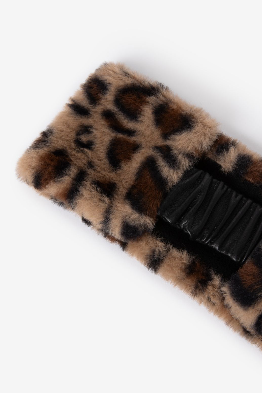 Bandeau en fausse fourrure avec imprimé léopard - marron