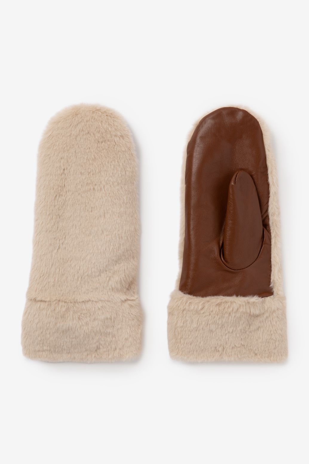 Moufles en cuir - beige
