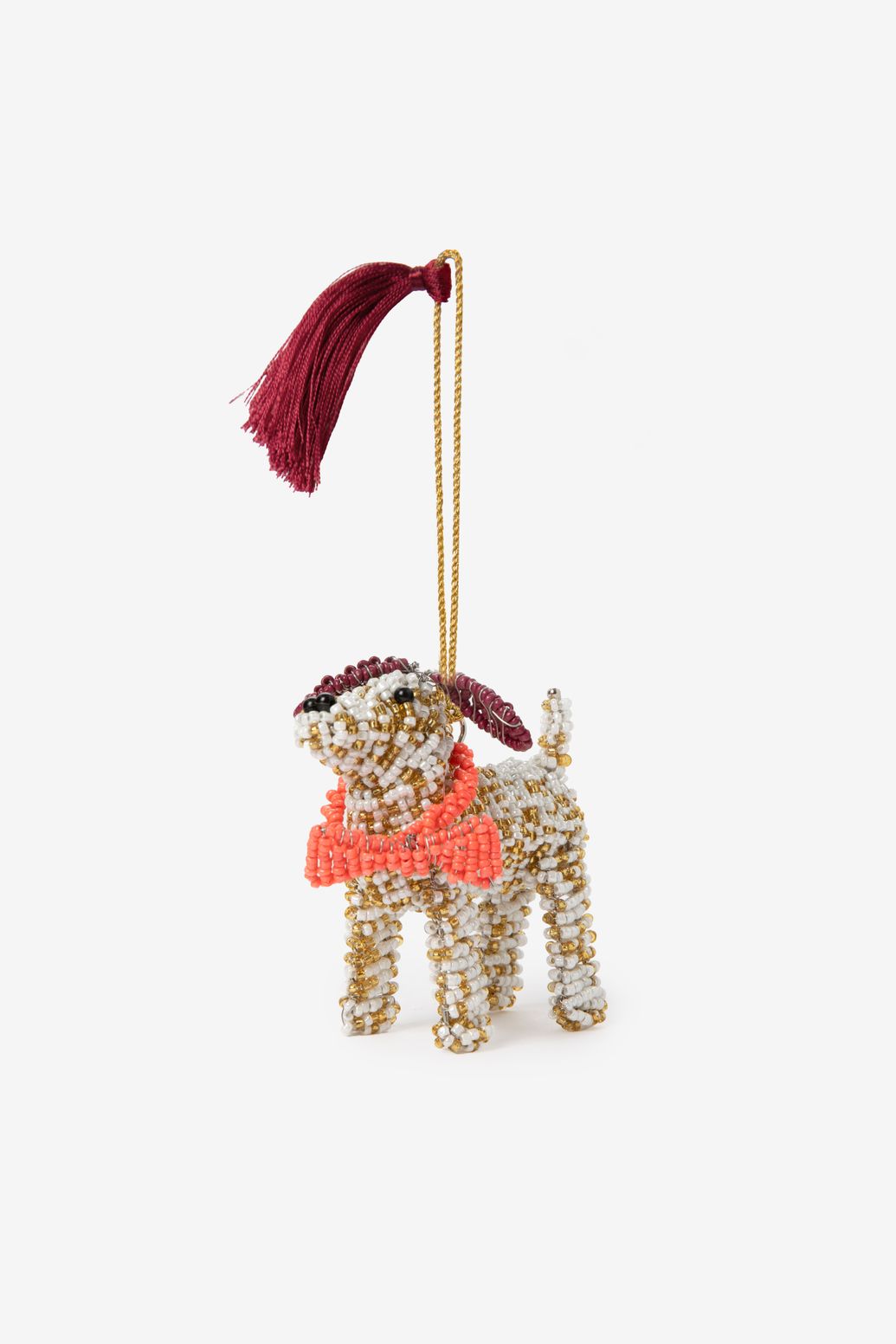 Suspension de Noël avec chien - blanc