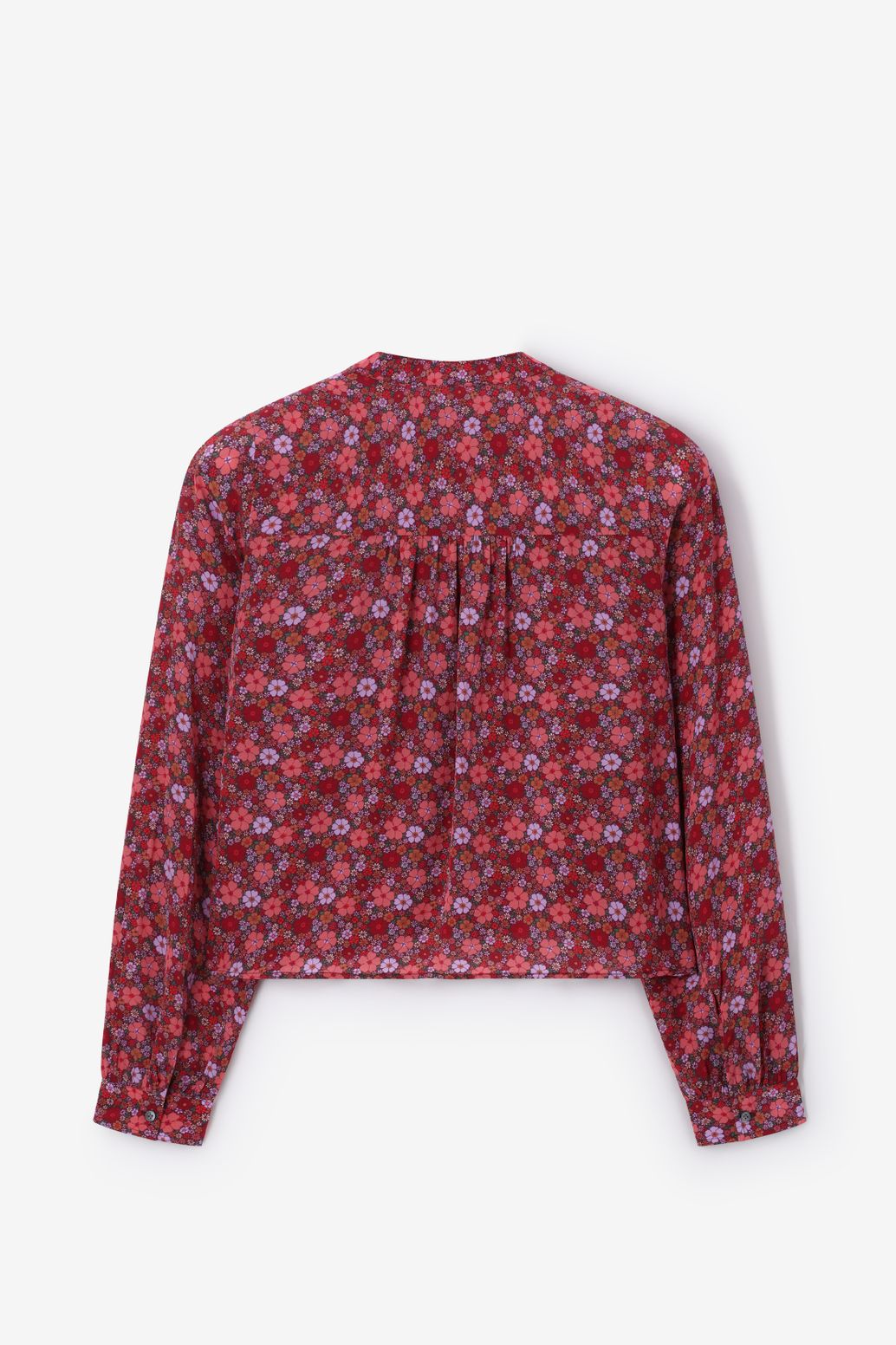 Donkerrode blouse met bloemenprint