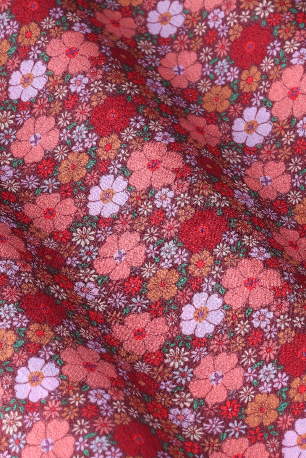 Donkerrode jurk met bloemenprint