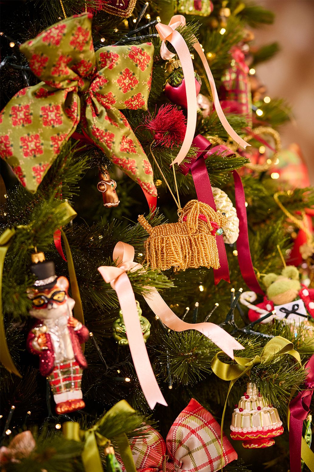 Suspension de Noël nœud avec imprimé - vert