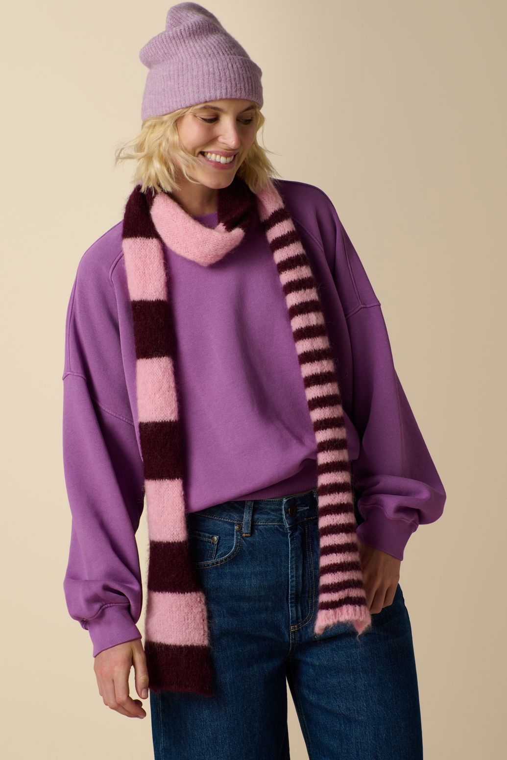 Bonnet en laine - violet