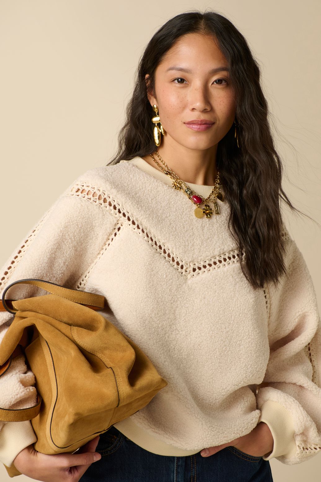 Teddy-Sweater - weiß