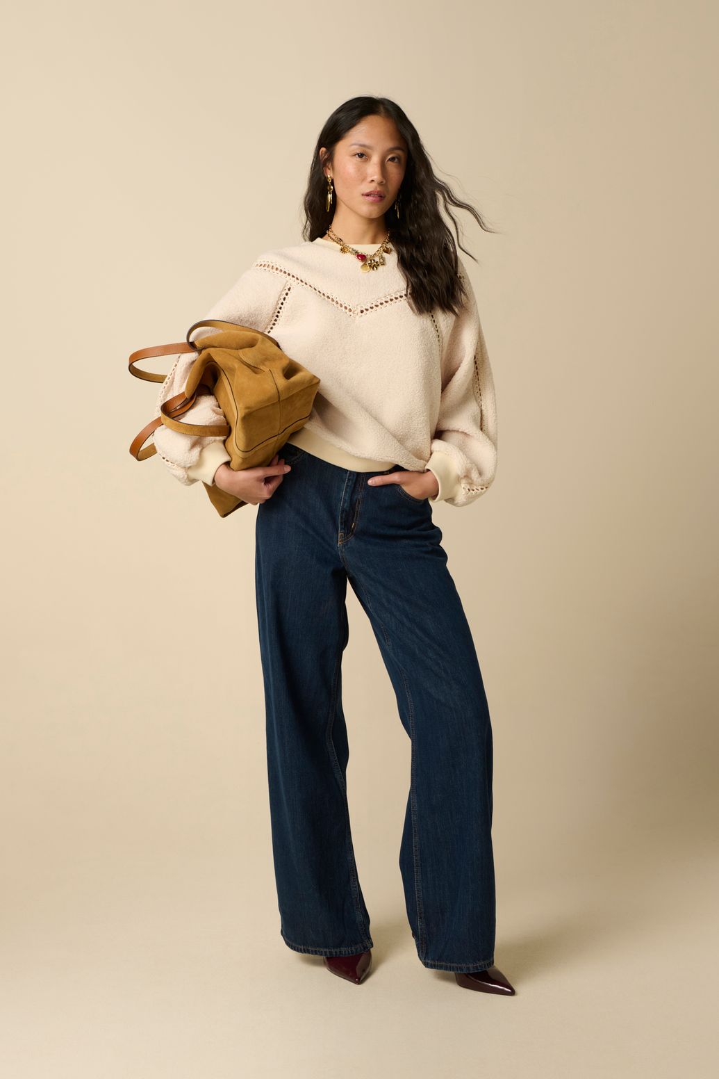 Teddy-Sweater - weiß